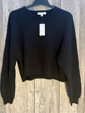 Philosophy Republic Clothing Black Cable Knit Balloon Sleeve Sweater NWT Large